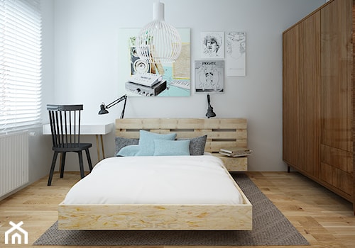 Średnia biała z biurkiem sypialnia, styl skandynawski - zdjęcie od COI Pracownia Architektury Wnętrz