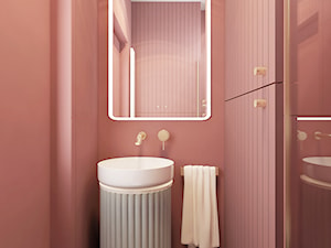 Projekt w Świnoujściu - Mała bez okna z lustrem z marmurową podłogą z punktowym oświetleniem łazienka, styl nowoczesny - zdjęcie od COI Pracownia Architektury Wnętrz