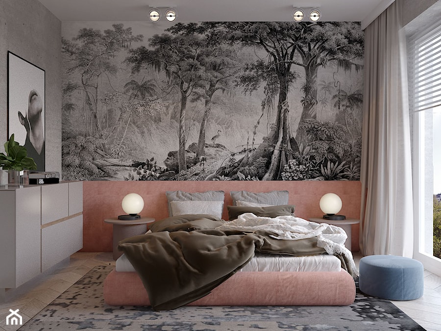 Dom pod Wrocławiem - Mała brązowa szara sypialnia, styl nowoczesny - zdjęcie od COI Pracownia Architektury Wnętrz