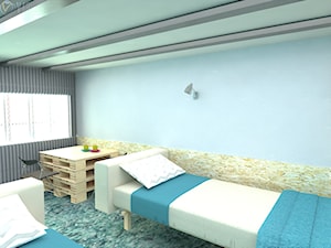 niebieski pokój w hoteliku