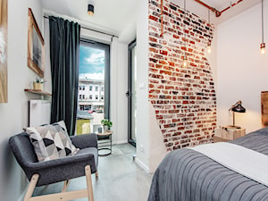 Projekt mieszkania 27m2 - Średnia biała sypialnia, styl industrialny - zdjęcie od AnEd Design - stylizacja wnętrz/home staging/fotografia wnętrz