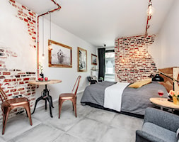 Projekt mieszkania 27m2 - Średnia biała sypialnia, styl industrialny - zdjęcie od AnEd Design - stylizacja wnętrz/home staging/fotografia wnętrz - Homebook