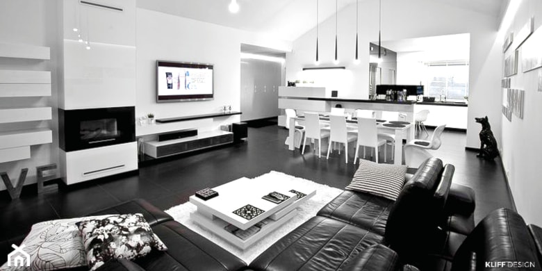 BLACK & WHITE - Salon, styl nowoczesny - zdjęcie od KLIFF DESIGN
