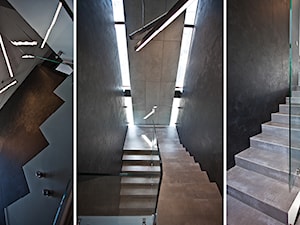 Schody dwubiegowe betonowe, styl nowoczesny - zdjęcie od KLIFF DESIGN