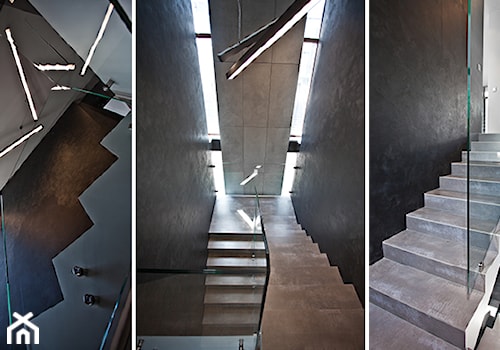 Schody dwubiegowe betonowe, styl nowoczesny - zdjęcie od KLIFF DESIGN