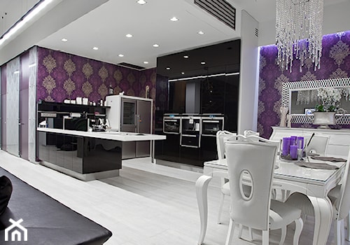 GLAMOUR - Duża fioletowa jadalnia jako osobne pomieszczenie, styl glamour - zdjęcie od KLIFF DESIGN