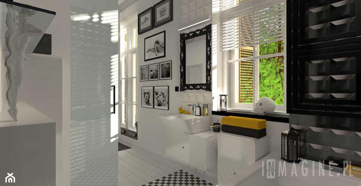 czarno - biała łazienka - zdjęcie od InMAGINE - Autorska Pracownia Projektowa, Warszawa - Homebook