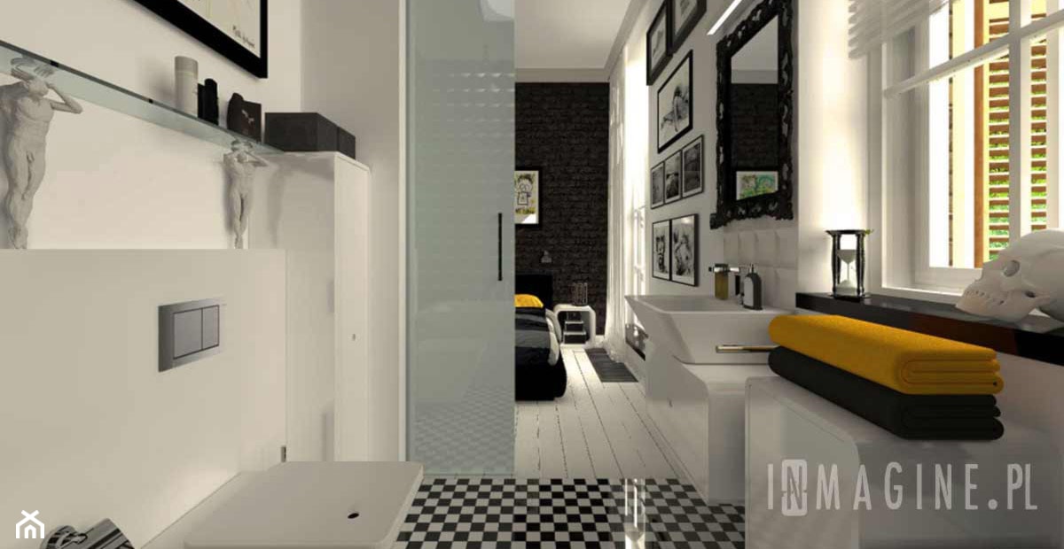 czarno - biała łazienka - zdjęcie od InMAGINE - Autorska Pracownia Projektowa, Warszawa - Homebook