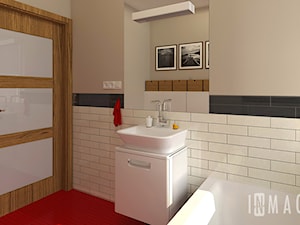 łazienka z czerwoną podłogą - zdjęcie od InMAGINE - Autorska Pracownia Projektowa, Warszawa