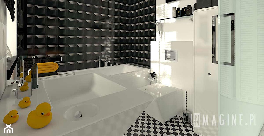 czarno - biała łazienka - zdjęcie od InMAGINE - Autorska Pracownia Projektowa, Warszawa