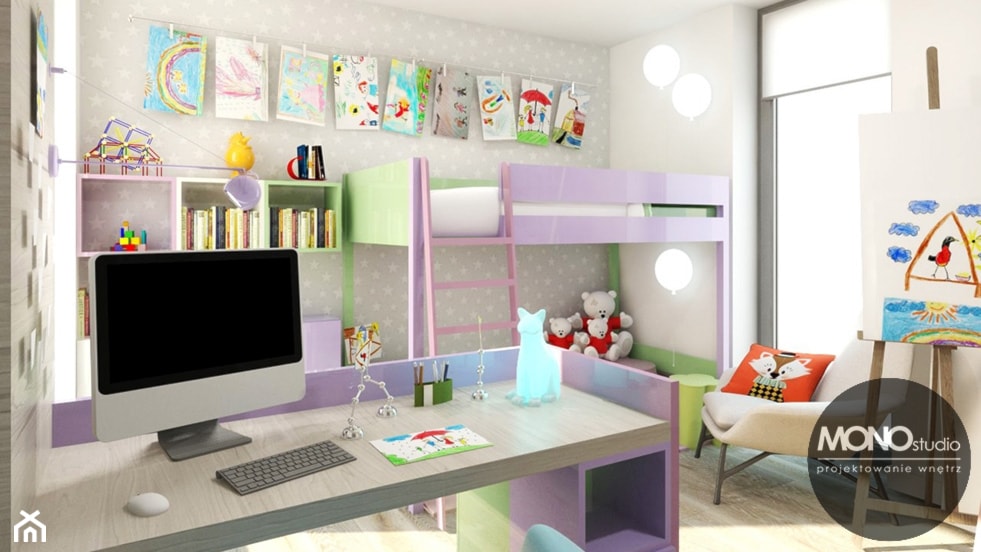 Jasne, przestronne, ale jednocześnie przytulne wnętrza pokoju dla dziecka. - zdjęcie od Monostudio Wnętrza - Homebook
