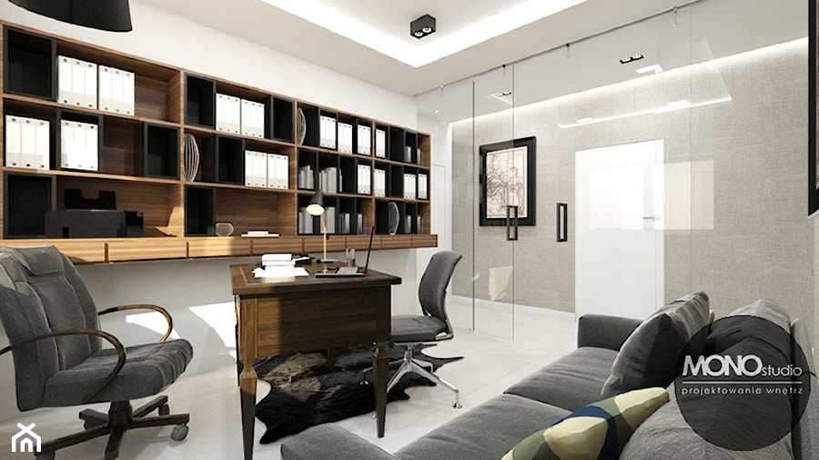 Domowe biuro w mieszkaniu krakowskiego przedsiębiorcy - zdjęcie od Monostudio Wnętrza
