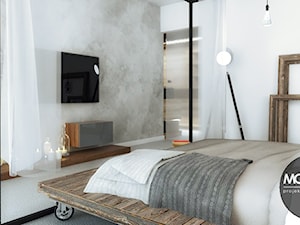 ​Stylizowana sypialnia z wykorzystaniem surowych materiałów - zdjęcie od Monostudio Wnętrza