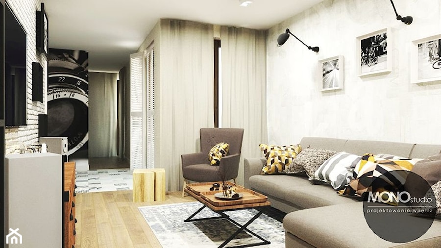 Komfortowe, niezwykle ciepłe wnętrza mieszkania na Czarodziejskiej sprzyjają relaksowi. - zdjęcie od Monostudio Wnętrza