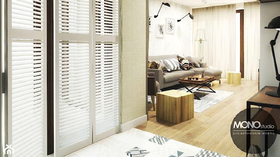 Komfortowe, niezwykle ciepłe wnętrza mieszkania na Czarodziejskiej sprzyjają relaksowi. - zdjęcie od Monostudio Wnętrza