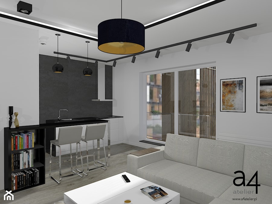 Projekt mieszkania na wynajem - Salon, styl nowoczesny - zdjęcie od A4 Atelier projektowanie wnętrz