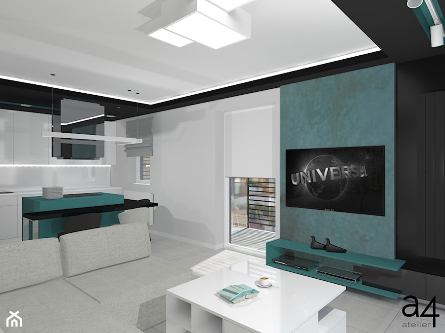 Mieszkanie dla singla - Salon, styl nowoczesny - zdjęcie od A4 Atelier projektowanie wnętrz