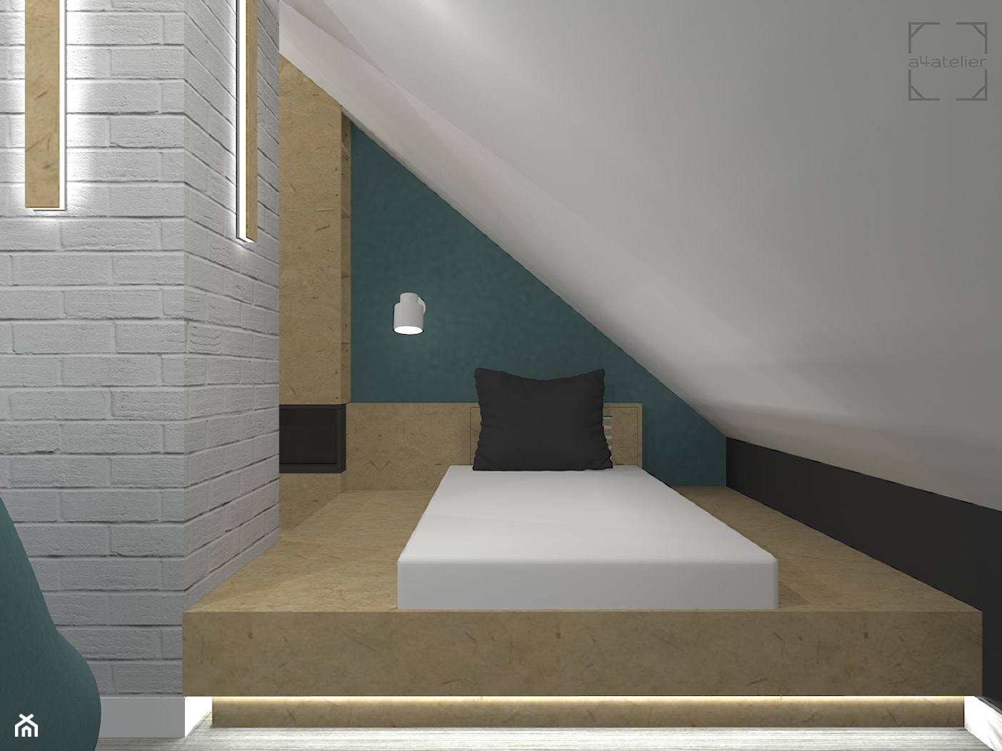 Pokój dla nastolatka na poddaszu - zdjęcie od A4 Atelier projektowanie wnętrz - Homebook