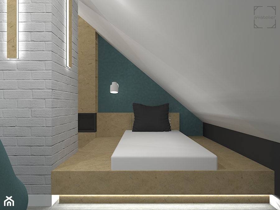 Pokój dla nastolatka na poddaszu - zdjęcie od A4 Atelier projektowanie wnętrz