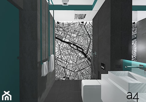 Mieszkanie dla singla - Mała bez okna z lustrem z punktowym oświetleniem łazienka, styl nowoczesny - zdjęcie od A4 Atelier projektowanie wnętrz