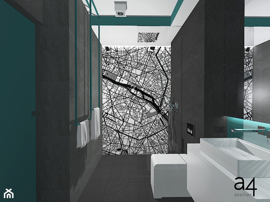 Mieszkanie dla singla - Mała bez okna z lustrem z punktowym oświetleniem łazienka, styl nowoczesny - zdjęcie od A4 Atelier projektowanie wnętrz