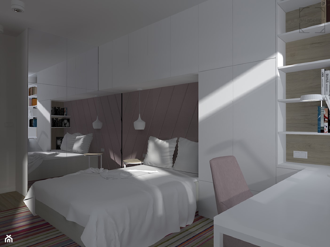 Projekt aranżacji mieszkania w stylu skandynawskim - Pułtusk - Sypialnia, styl nowoczesny - zdjęcie od A4 Atelier projektowanie wnętrz - Homebook