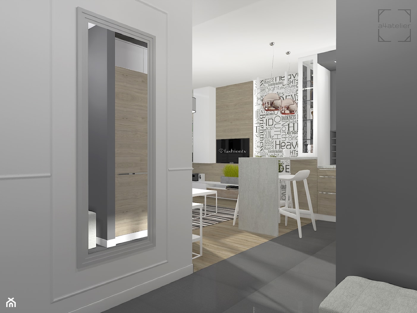 Projekt aranżacji mieszkania w stylu skandynawskim - Pułtusk - Hol / przedpokój, styl skandynawski - zdjęcie od A4 Atelier projektowanie wnętrz - Homebook