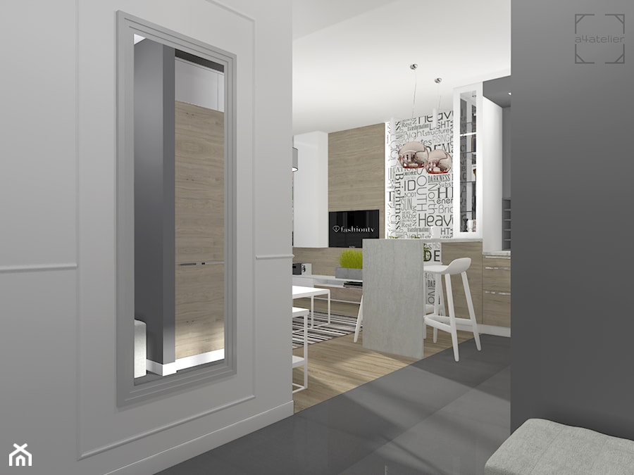 Projekt aranżacji mieszkania w stylu skandynawskim - Pułtusk - Hol / przedpokój, styl skandynawski - zdjęcie od A4 Atelier projektowanie wnętrz