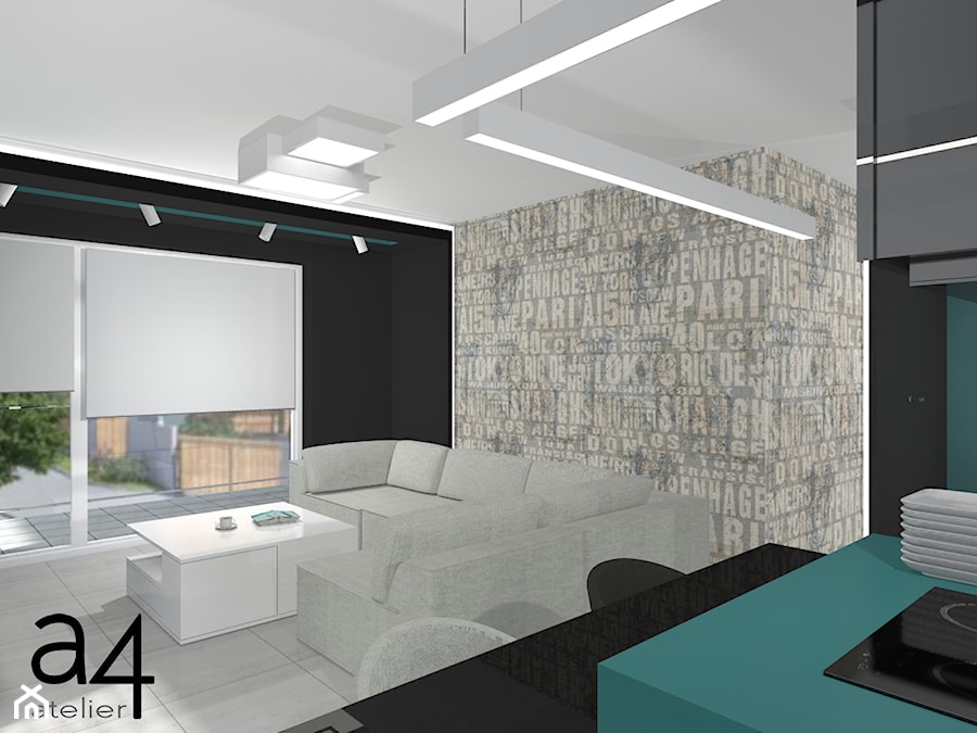 Mieszkanie dla singla - Salon, styl nowoczesny - zdjęcie od A4 Atelier projektowanie wnętrz