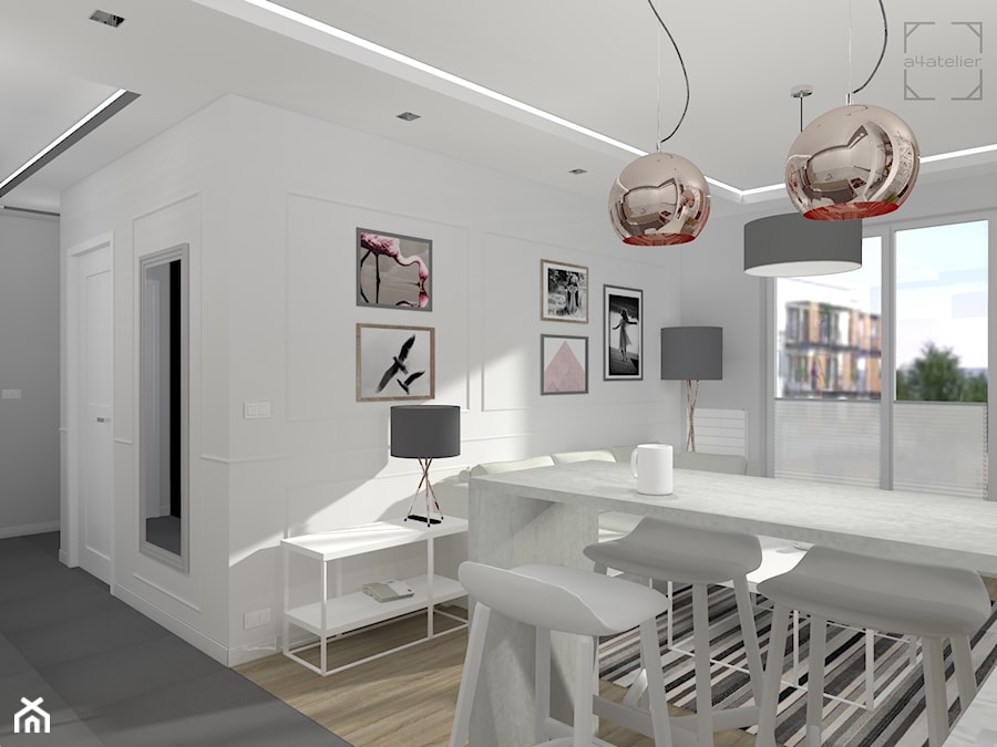 Projekt kuchni połączonej z salonem - zdjęcie od A4 Atelier projektowanie wnętrz