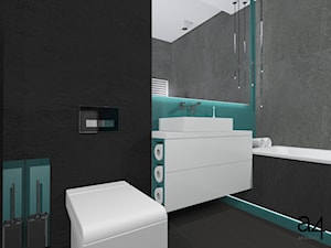 Mieszkanie dla singla - Mała bez okna z lustrem z marmurową podłogą z punktowym oświetleniem łazienka, styl nowoczesny - zdjęcie od A4 Atelier projektowanie wnętrz