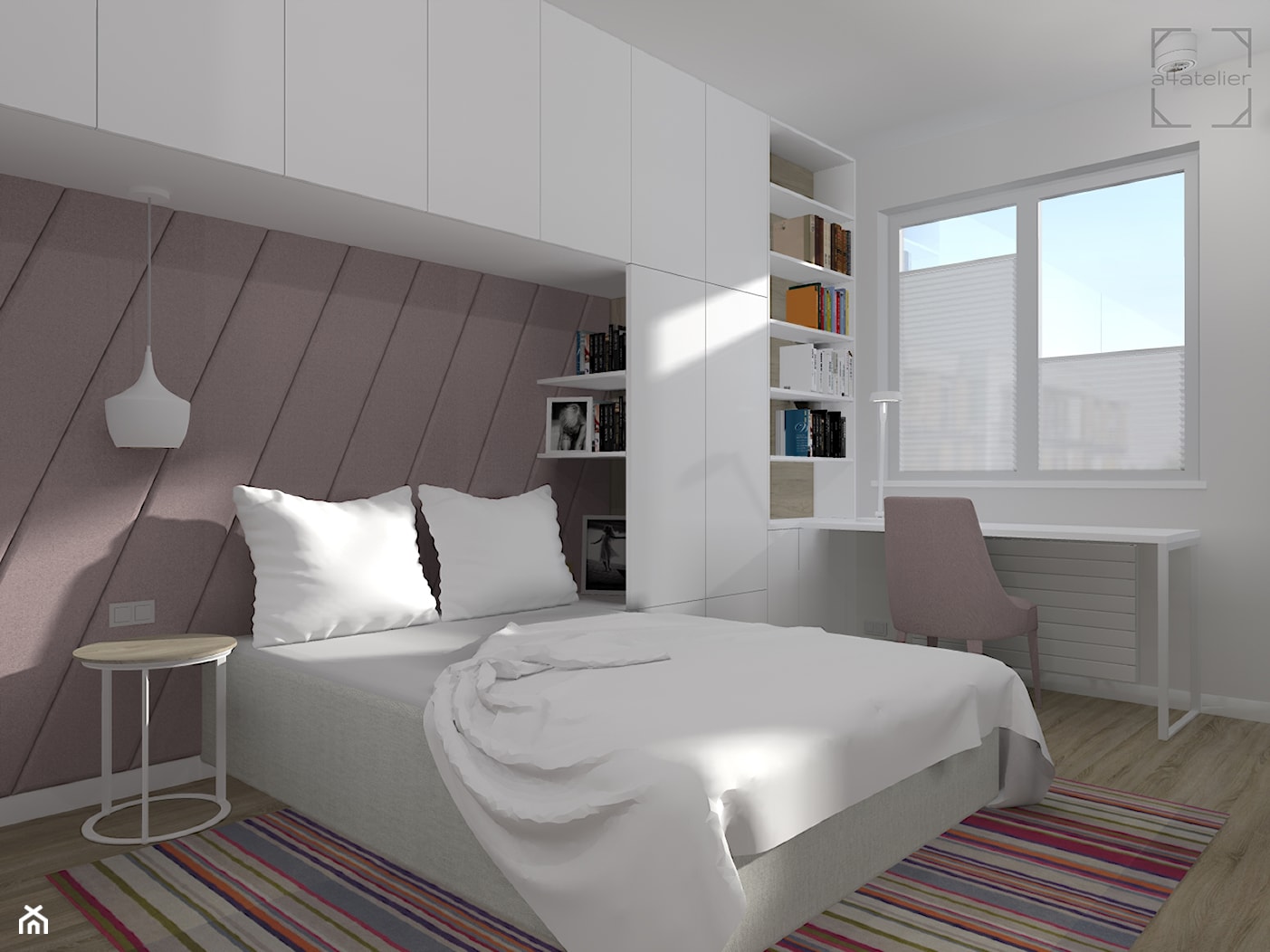 Projekt aranżacji mieszkania w stylu skandynawskim - Pułtusk - Sypialnia, styl nowoczesny - zdjęcie od A4 Atelier projektowanie wnętrz - Homebook