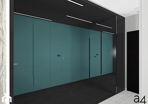 Mieszkanie dla singla - Duży czarny niebieski hol / przedpokój, styl nowoczesny - zdjęcie od A4 Atelier projektowanie wnętrz