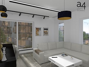 Projekt mieszkania na wynajem - Mały biały salon z jadalnią, styl nowoczesny - zdjęcie od A4 Atelier projektowanie wnętrz