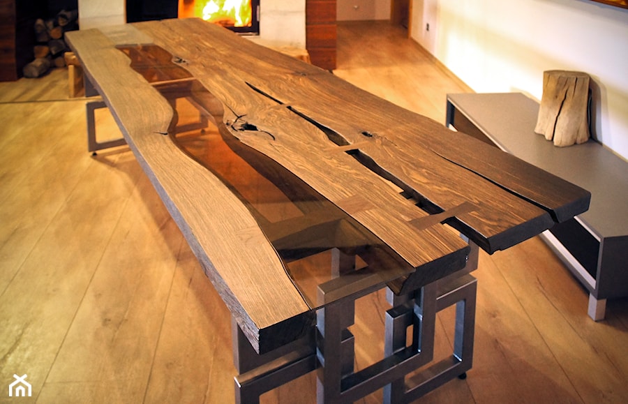 Table made from a single slab piece of bog oak - zdjęcie od Old Wood Design