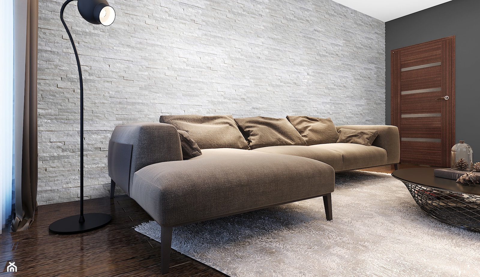 Kamień naturalny Bianco - Średni czarny salon, styl nowoczesny - zdjęcie od STEGU - Homebook