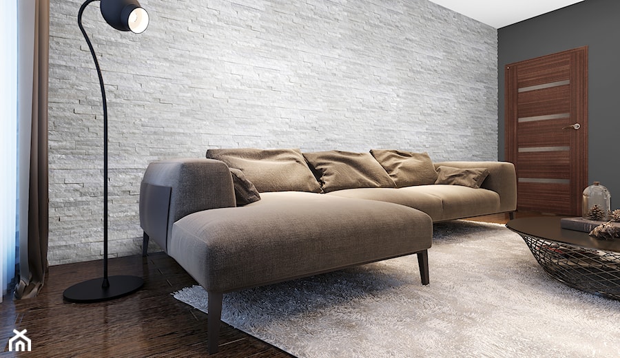 Kamień naturalny Bianco - Średni czarny salon, styl nowoczesny - zdjęcie od STEGU
