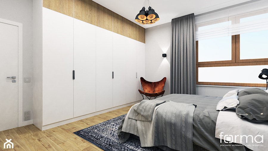 SYPIALNIA KOKOSOWA - Średnia szara sypialnia, styl nowoczesny - zdjęcie od FORMA - Pracownia Architektury Wnętrz