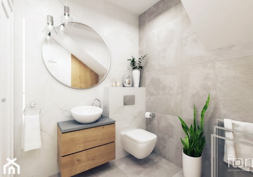 ŁAZIENKA 2 ZABIERZÓW - Średnia na poddaszu łazienka, styl glamour - zdjęcie od FORMA - Pracownia Architektury Wnętrz