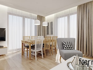 DOM W MODLNICY - Średni biały salon z jadalnią, styl nowoczesny - zdjęcie od FORMA - Pracownia Architektury Wnętrz