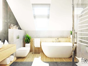 ŁAZIENKA 2 ZALIPKI - Średnia na poddaszu łazienka z oknem, styl nowoczesny - zdjęcie od FORMA - Pracownia Architektury Wnętrz