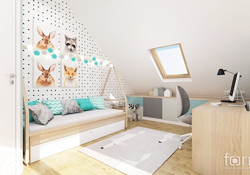 POKÓJ DZIECIĘCY - Duży biały pokój dziecka dla nastolatka dla dziewczynki, styl nowoczesny - zdjęcie od FORMA - Pracownia Architektury Wnętrz