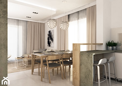 DOM - Średnia biała jadalnia w salonie, styl nowoczesny - zdjęcie od FORMA - Pracownia Architektury Wnętrz