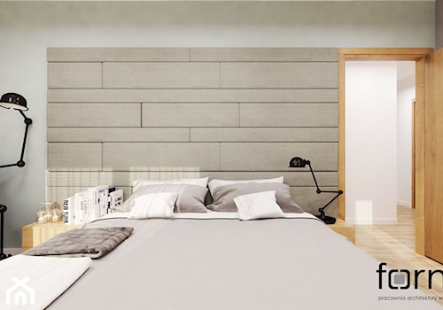 SYPIALNIA LUBLIN - Duża biała szara sypialnia, styl nowoczesny - zdjęcie od FORMA - Pracownia Architektury Wnętrz