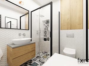 ŁAZIENKA RAKOWICKA - Średnia bez okna z lustrem łazienka, styl industrialny - zdjęcie od FORMA - Pracownia Architektury Wnętrz