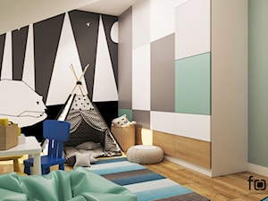POKÓJ TYMKA - Średni biały zielony pokój dziecka dla dziecka dla chłopca dla dziewczynki, styl nowoczesny - zdjęcie od FORMA - Pracownia Architektury Wnętrz