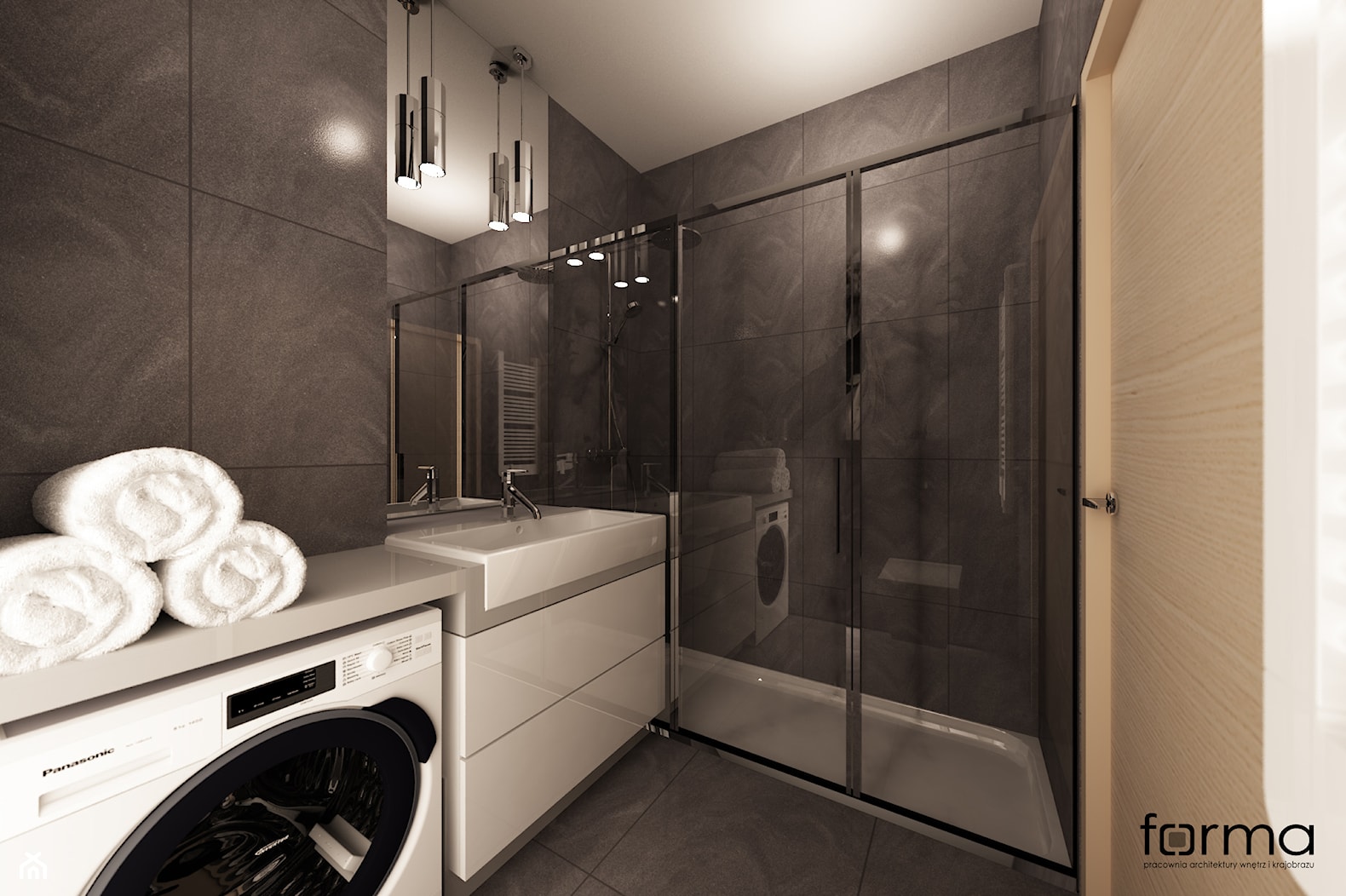 Mieszkanie - Mała bez okna z pralką / suszarką łazienka, styl nowoczesny - zdjęcie od FORMA - Pracownia Architektury Wnętrz - Homebook