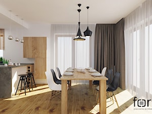 DOM KRYSPINÓW 2 - Średni biały salon z kuchnią z jadalnią - zdjęcie od FORMA - Pracownia Architektury Wnętrz