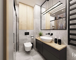 ŁAZIENKA 1 WIELICKA - Średnia beżowa brązowa szara łazienka w bloku w domu jednorodzinnym bez okna, ... - zdjęcie od FORMA - Pracownia Architektury Wnętrz - Homebook