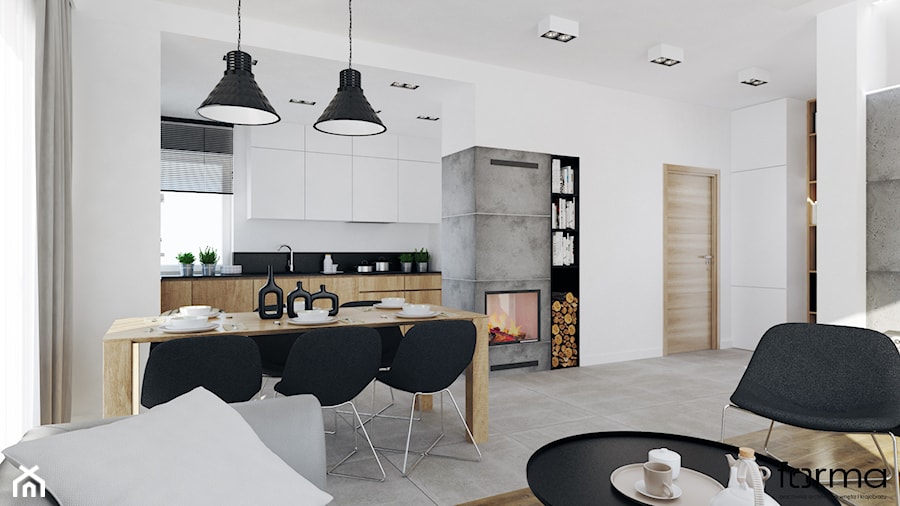 DOM WIELICZKA - Salon z kuchnią z jadalnią, styl nowoczesny - zdjęcie od FORMA - Pracownia Architektury Wnętrz